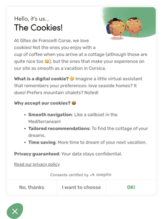 Gite de France Cookie banner